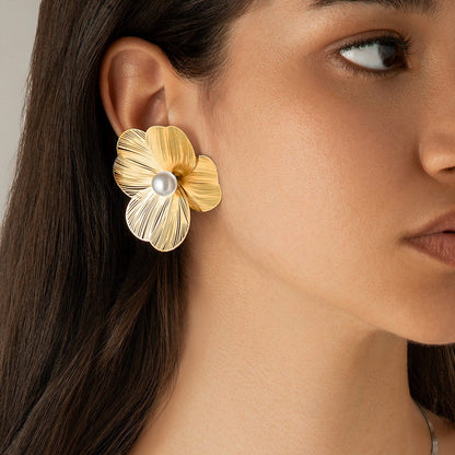 Partywear Celebrity Designer Floral Filgree Earrings for Women - 18K Gold Plated