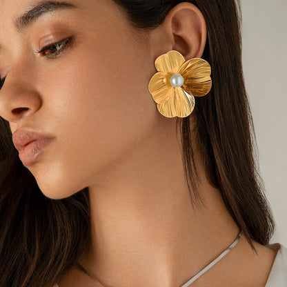 Partywear Celebrity Designer Floral Filgree Earrings for Women - 18K Gold Plated