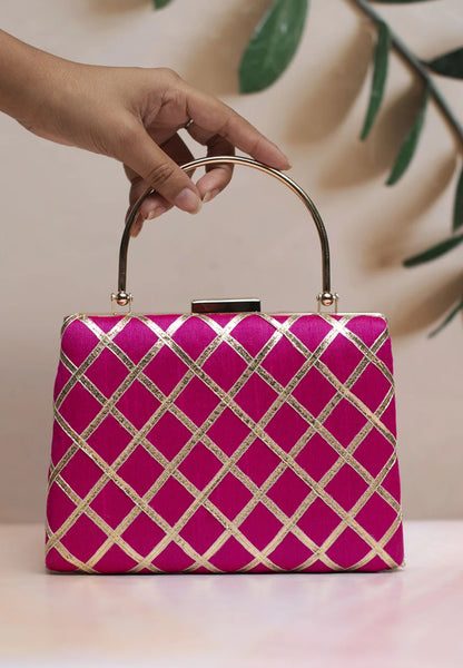 Designer Partywear Clutch in Brocade Fabric