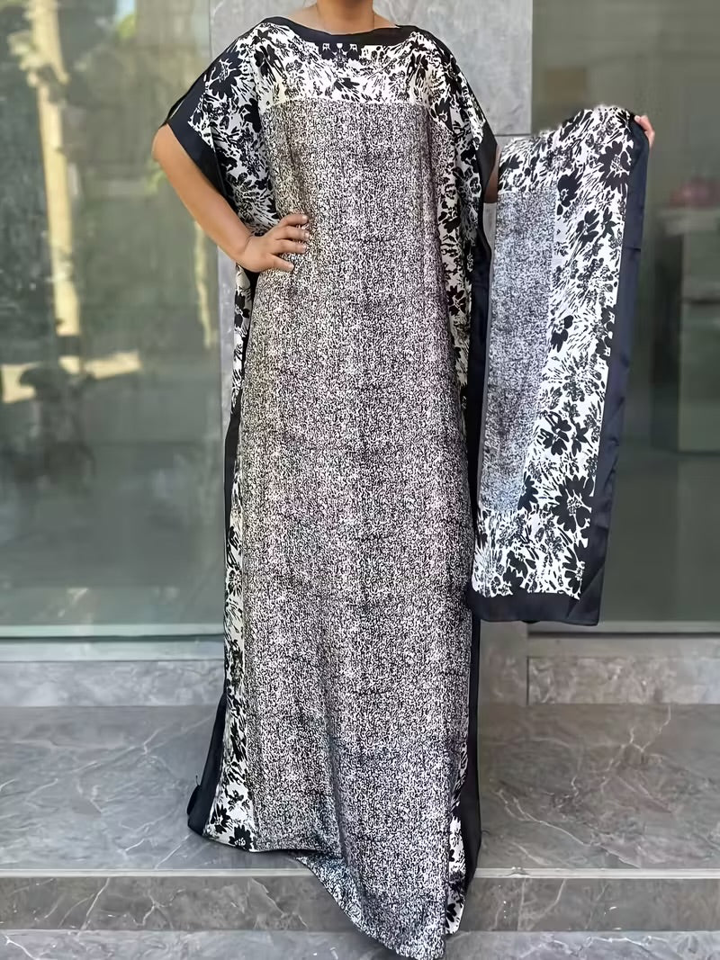 Imported Pure Japan Satin Long Kaftan Dress With Stole
