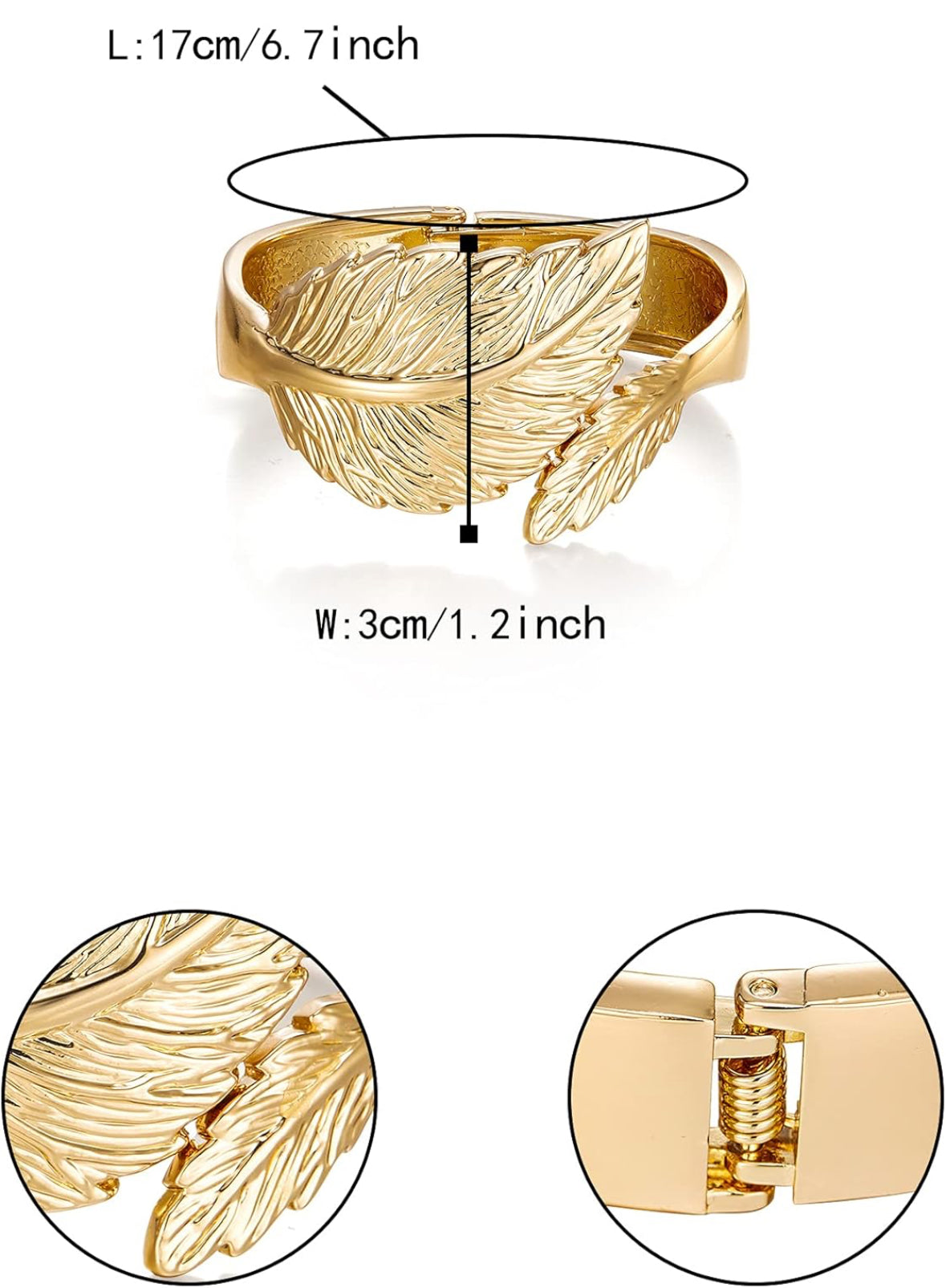 Anti-Tarnish 18K Gold Plated Leaf Design Hand Cuff Bracelet