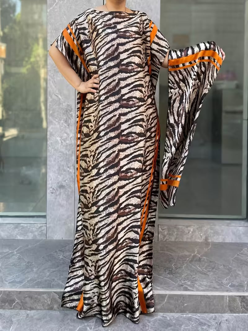 Imported Pure Japan Satin Long Kaftan Dress With Stole