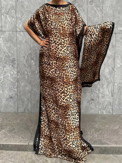 Imported Pure Japan Satin Long Kaftan Dress With Stole