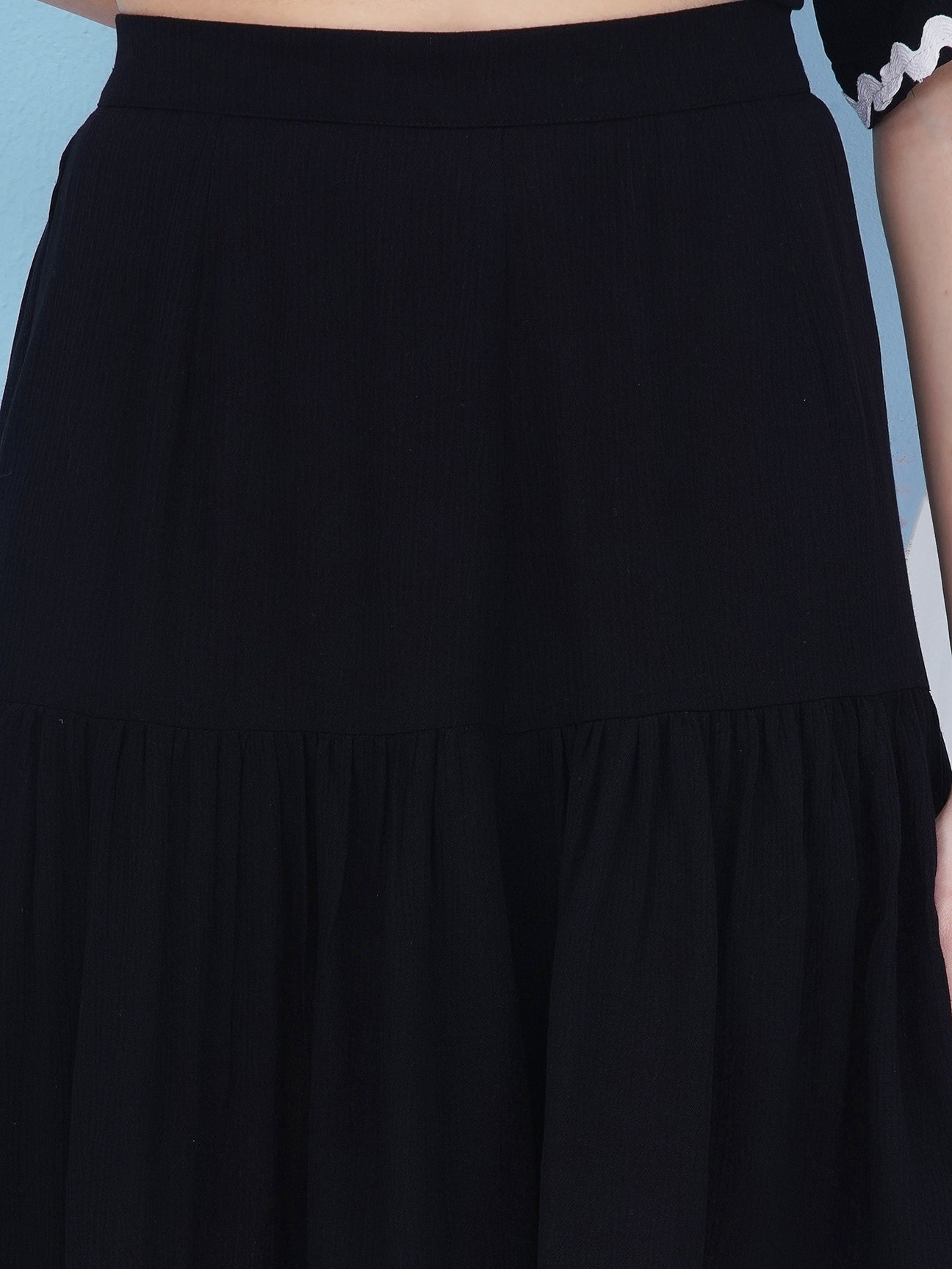 Designer Pure Cotton Black Rayon Crepe Shorts Coord Set
