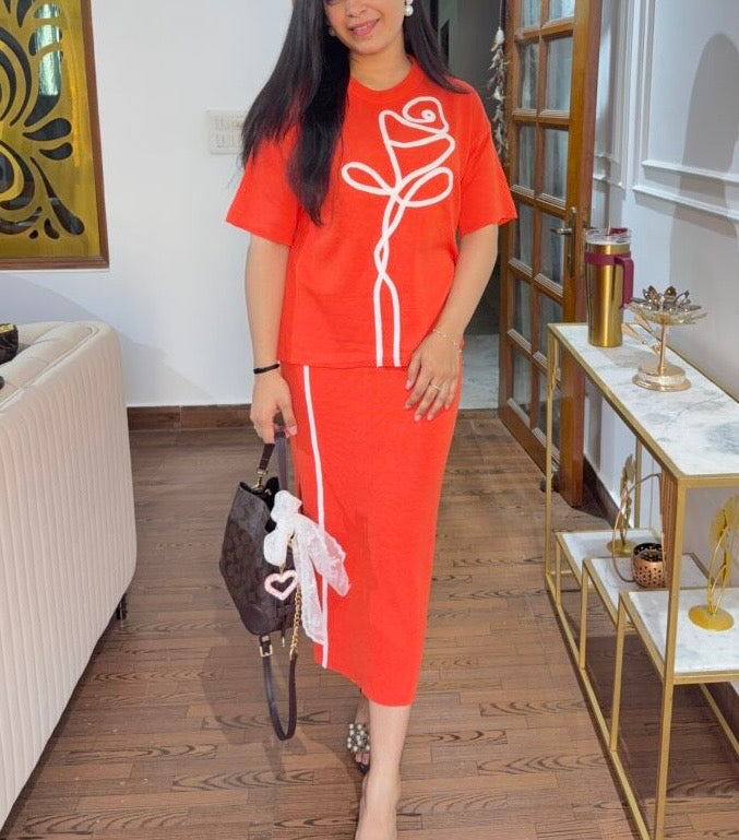Imported Trendy Stylish Knitted Skirt and Top 2 pcs Co-ord Set