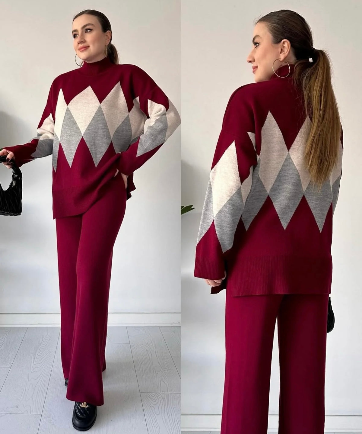 Imported Winter Criss Cross Knitted Two pcs Co-ord Set