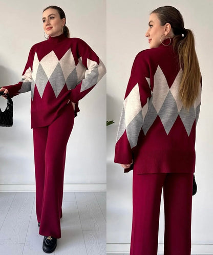 Imported Winter Criss Cross Knitted Two pcs Co-ord Set