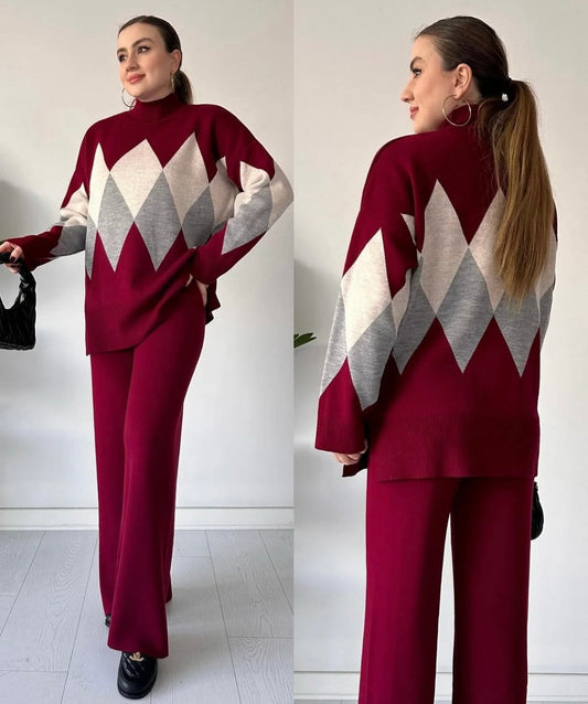 Imported Winter Criss Cross Knitted Two pcs Co-ord Set