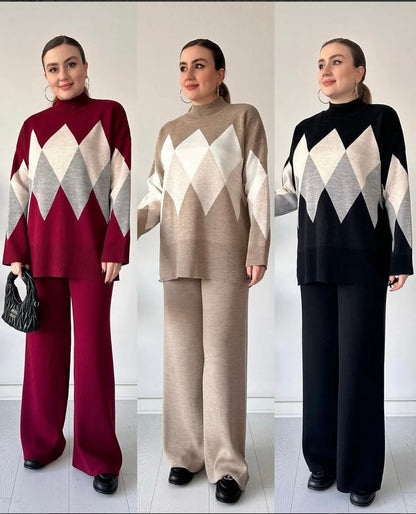 Imported Winter Criss Cross Knitted Two pcs Co-ord Set