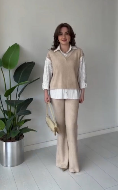 Imported Plaid Luxe Knitted Two pcs Co-ord Set