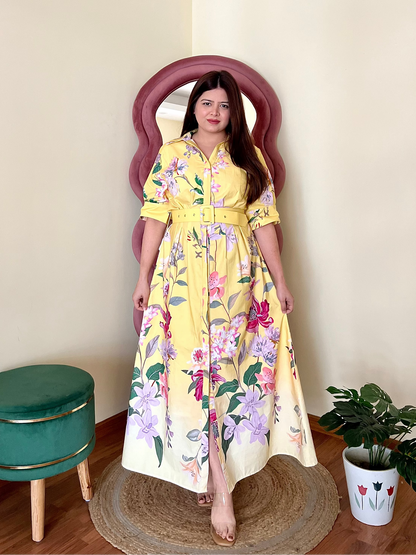 Imported Cotton Long Summer Flower Maxi Dress