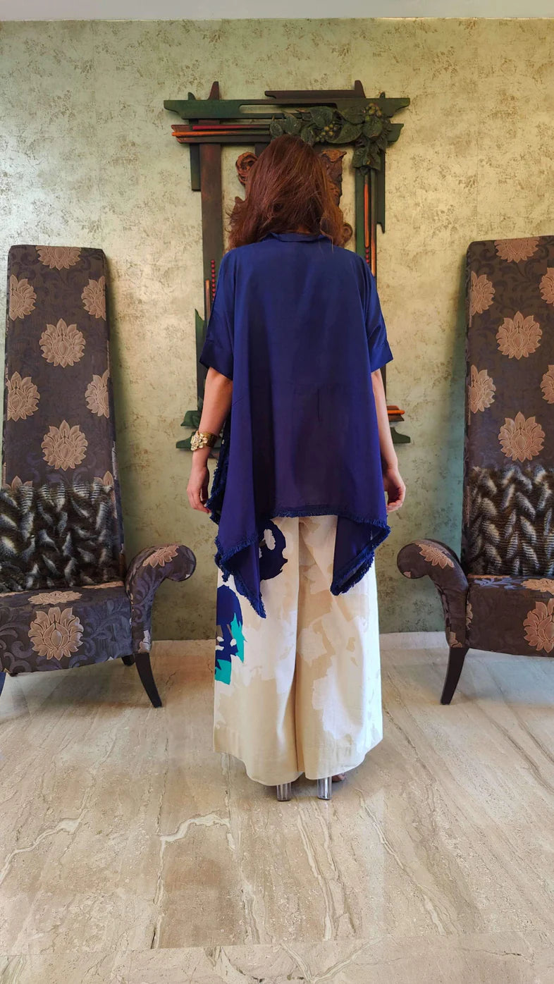 Designer Trendy Kaftan Style Top With Printed Flared Plazo Pants