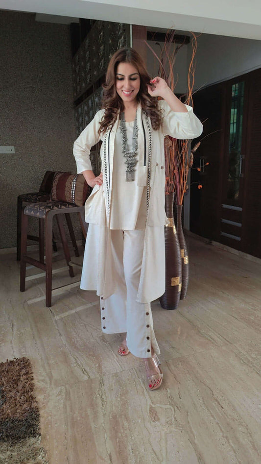 Pure Cotton Designer Indo-Western Coord Set With Jacket