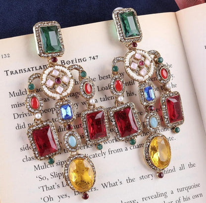 Partywear Celebrity Designer Dangler Earrings for Women - Western Fashion Multicolor Drop Earrings