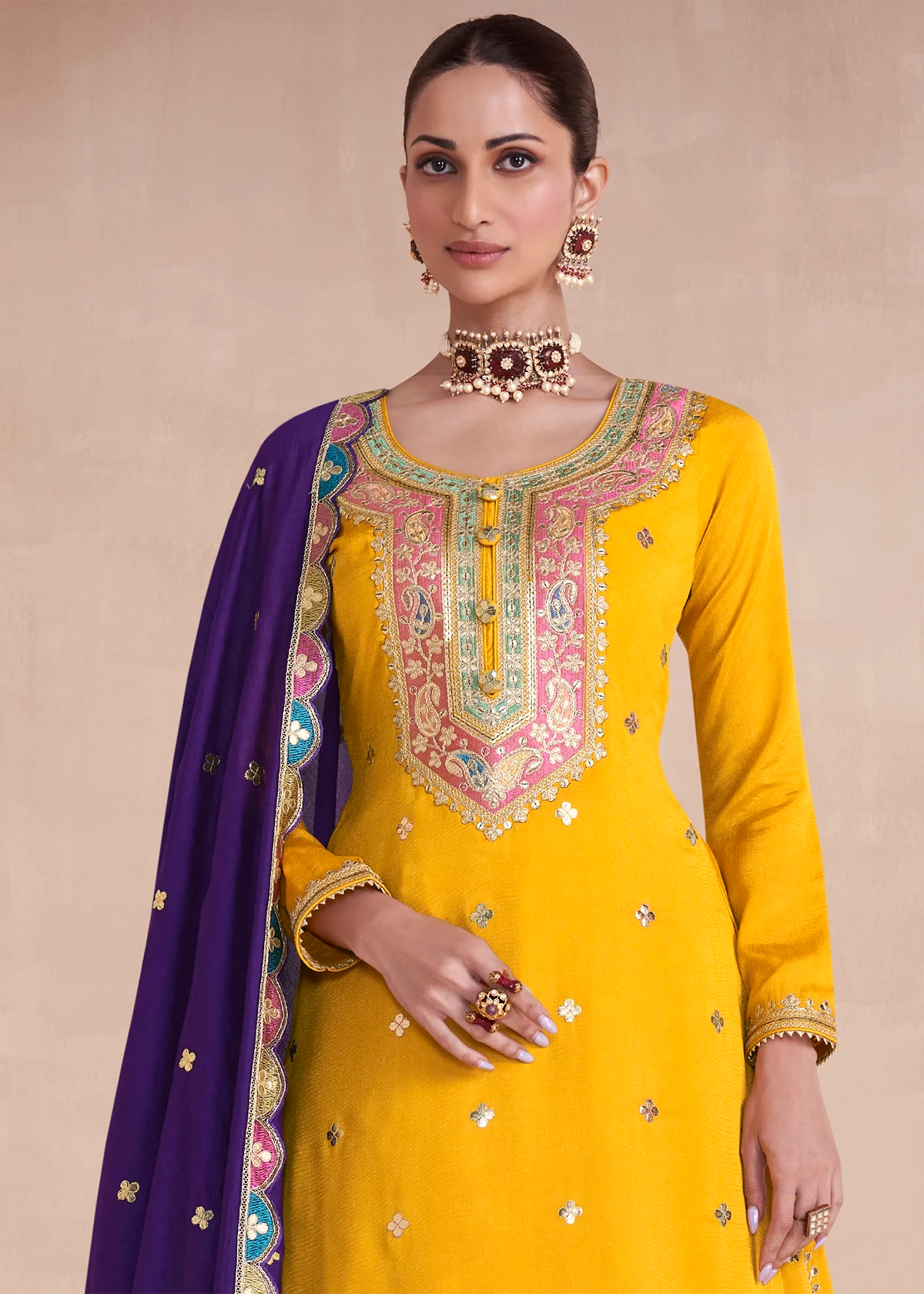 Yellow & Purple Silk Blend Laacha