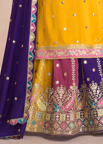 Yellow & Purple Silk Blend Laacha