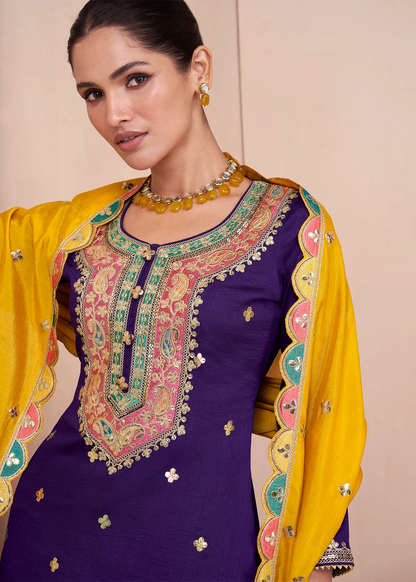 Purple & Yellow Silk Blend Laacha