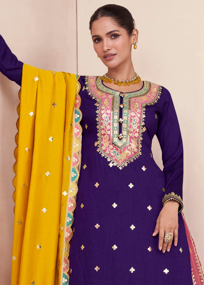 Purple & Yellow Silk Blend Laacha