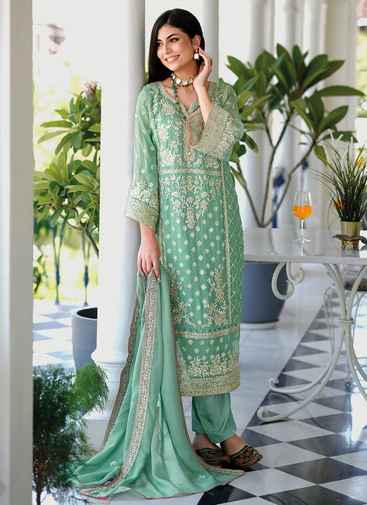 Pista Green Pakistani Salwar Suit