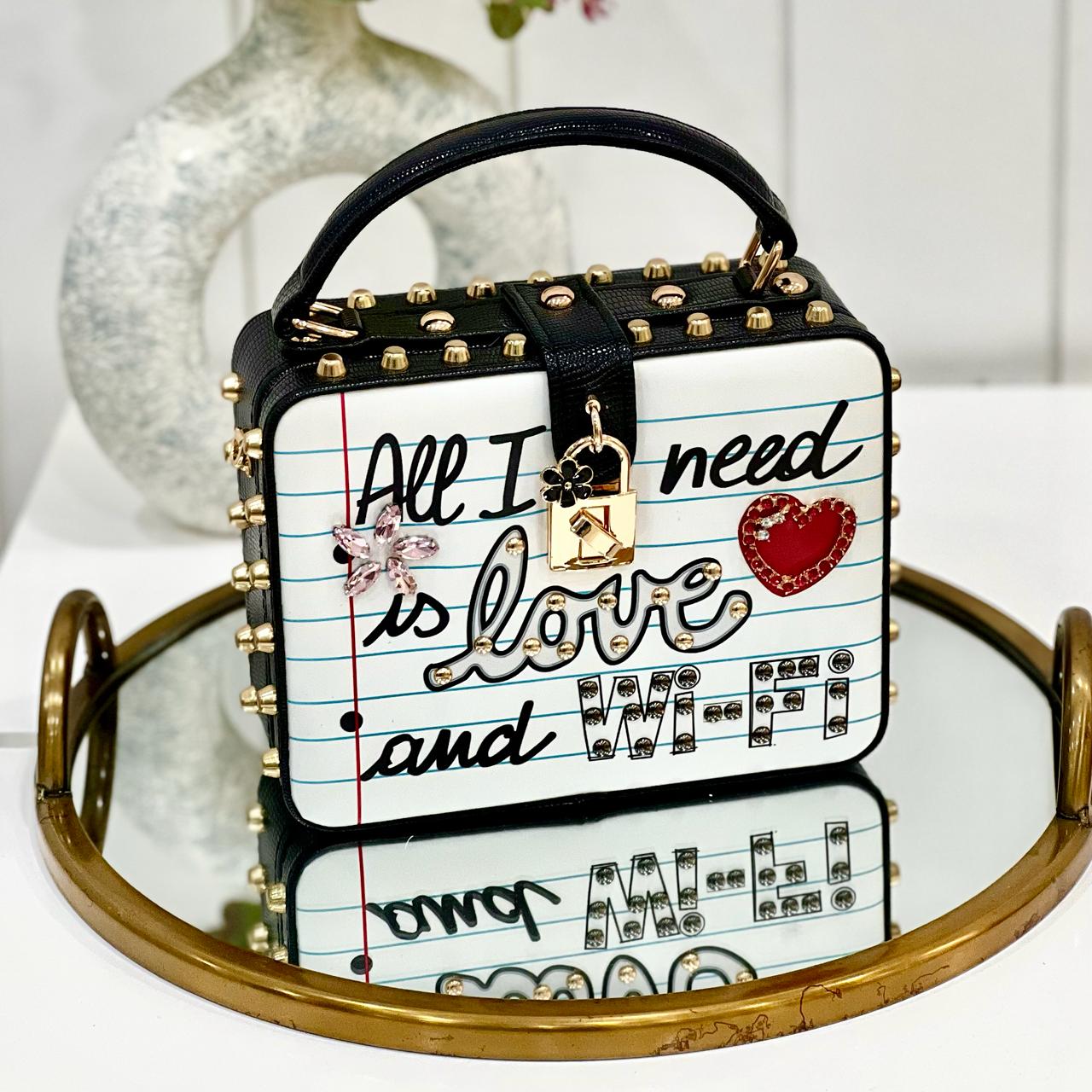 Partywear Love Sling Bag - Acrylic Printed With Embellishments