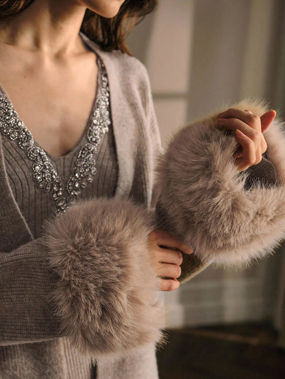 Imported  Luxe Knitted Embellished Blouse with Coordinated Shrug