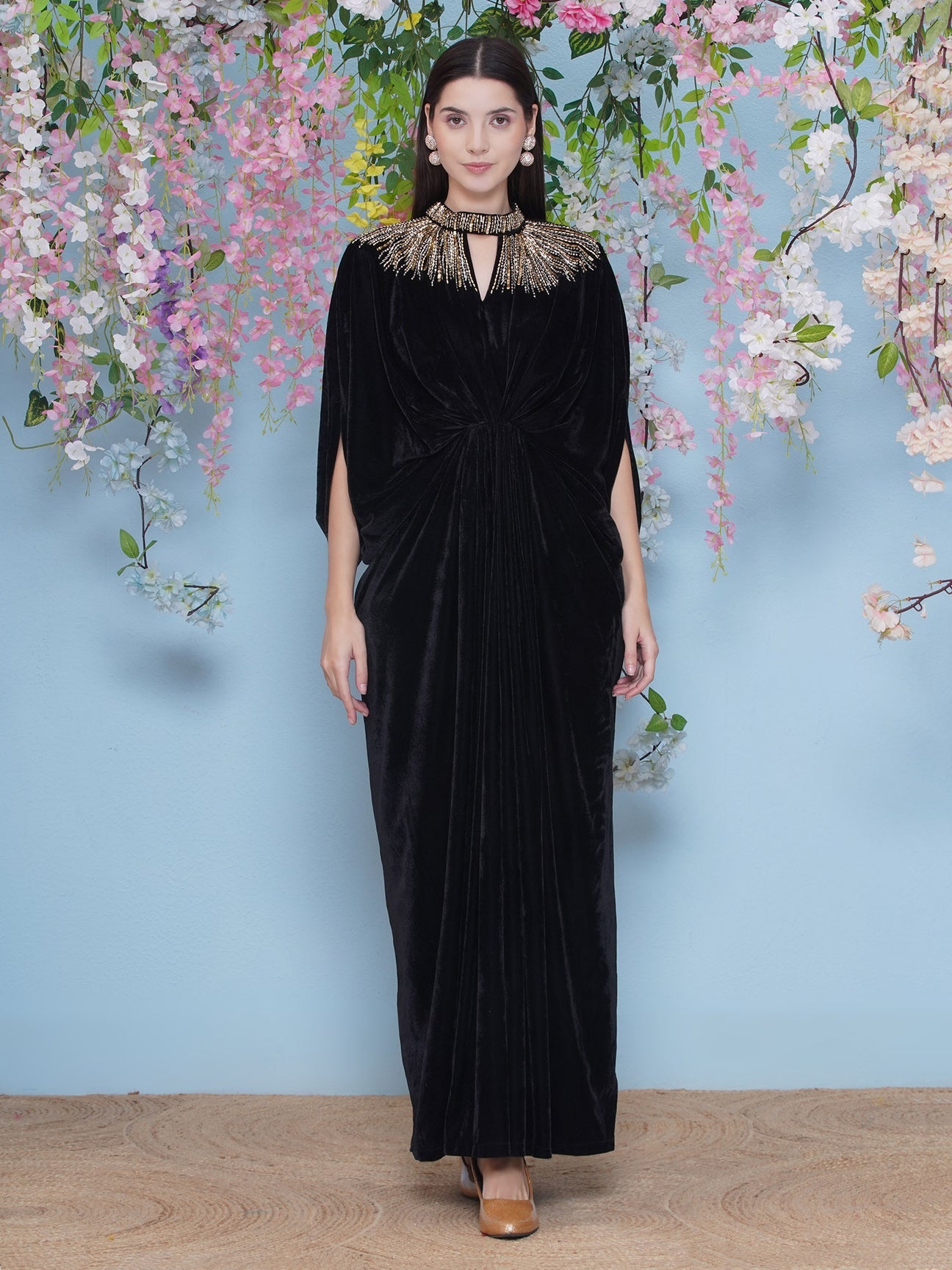 Designer Partywear Black Velvet Embellished Gown