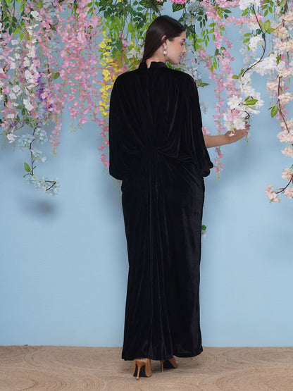 Designer Partywear Black Velvet Embellished Gown