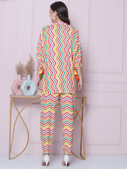 Printed Coord Set with Mirror Embroidery