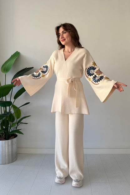 Imported Embroidered Embellished Luxe Knitted Co-ord Set