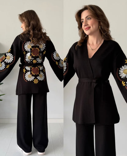 Imported Embroidered Embellished Luxe Knitted Co-ord Set