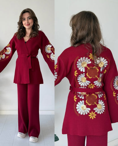 Imported Embroidered Embellished Luxe Knitted Co-ord Set