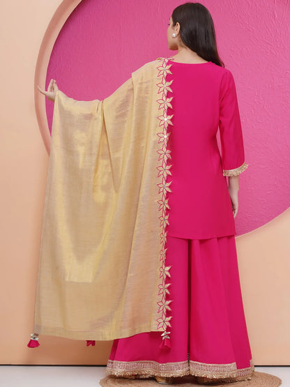Pink Muslin sharara shirt and dupatta set