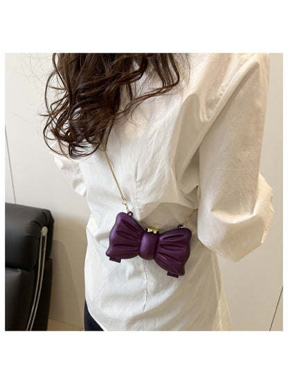 Designer Partywear Wine Zinc Alloy Metal BowKnot Mini Clutch Bag