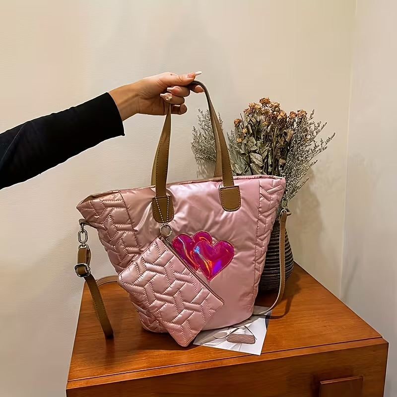 Metallic Quilted Designer Tote Bag