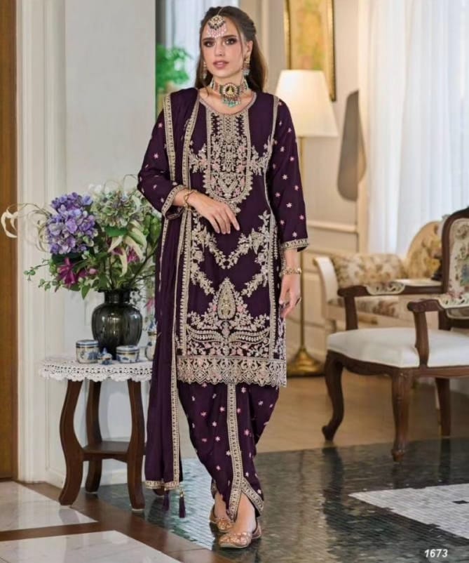 Dark Purple Dhoti Suit with Zari Embroidery