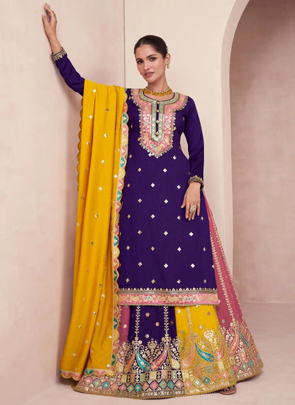 Purple & Yellow Silk Blend Laacha