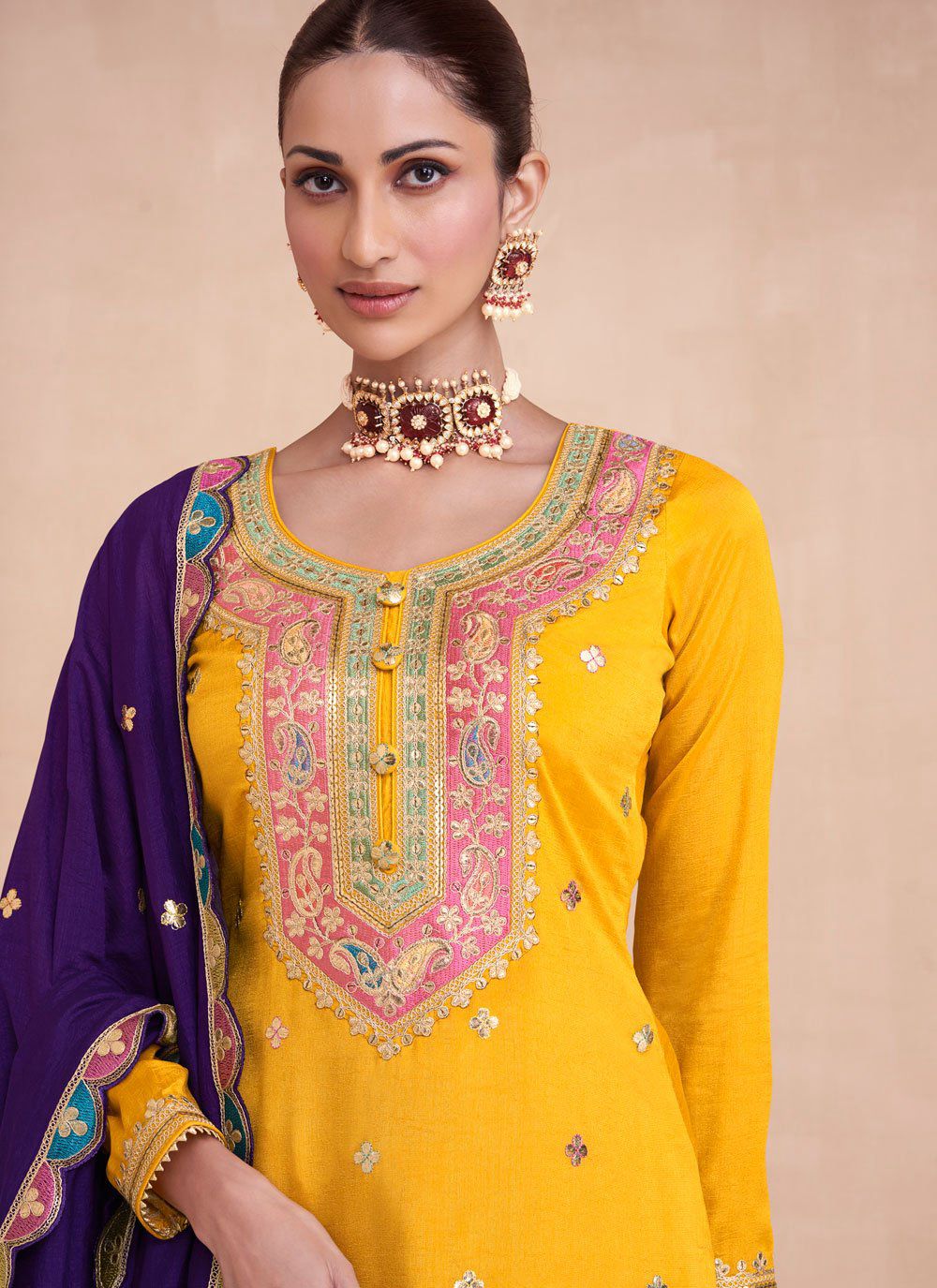 Yellow & Purple Silk Blend Laacha