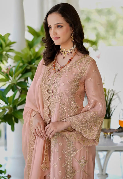 Peach Embroidered Pakistani Salwar Suit