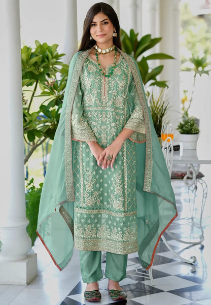 Pista Green Pakistani Salwar Suit