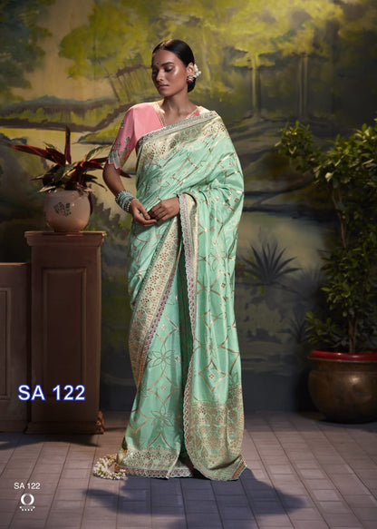 Purple Embroidered Border Festive Saree In Art Silk