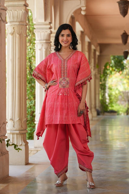 Fine Linen Cotton Embroidered Kaftan Style Coord Set