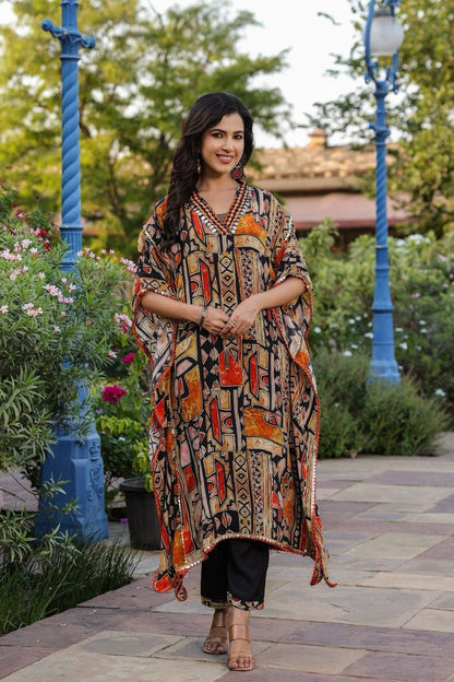 Pure Chinon Printed Kaftan Suit