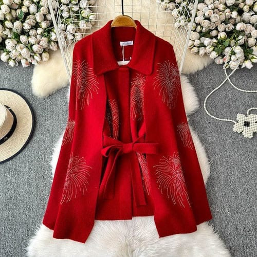 Imported Cape Style Partywear Jacket/Coat With Rhinestones