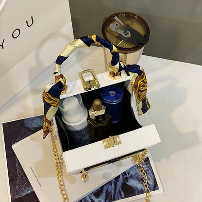 Imported Designer Boss Lady Crossbody Handbag with Graffiti and Silk Scarf