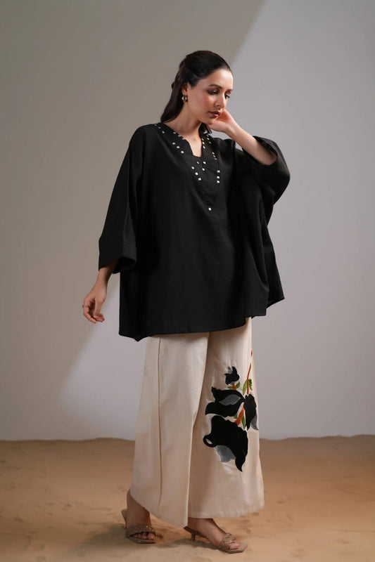 Designer Trendy Loose Fit Co-ord Set With Digital Print and Embroidered Flared Plazo