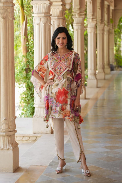 Chiffon Printed Kurta And Tulip Pant Set