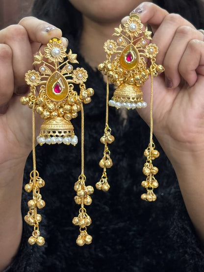 Partywear Designer Gold Polish Viral Kashmiri Earrings (Copy)