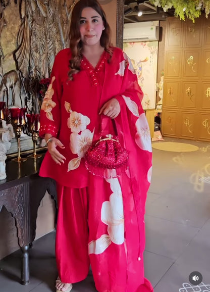 Designer Partywear Red Tissue Organza Kareena Kapoor Inspired Suit
