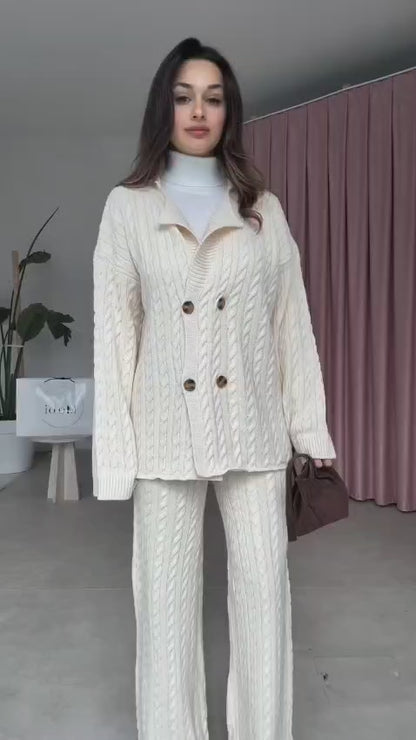 Imported Luxe Winter Knitted Blazer Co-ord Set