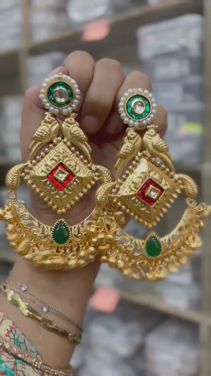 Partywear Designer Brass Base Earrings for Women